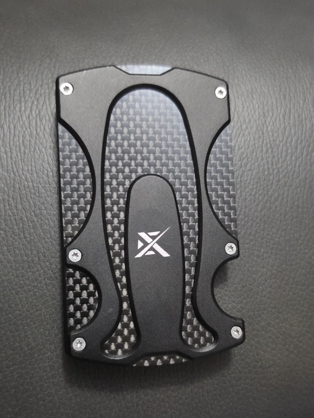 Carbon Fiber RFID Card Wallet with Money Clip - Black